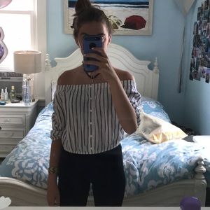 Off the shoulder striped top